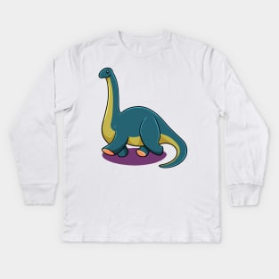 Cartoon Apatosaurus Kids Long Sleeve T-Shirt